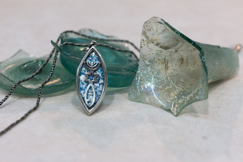 Silver 925 Grafted-In pendant roman glass