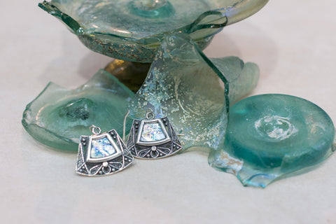 Silver 925  roman glass Earrings