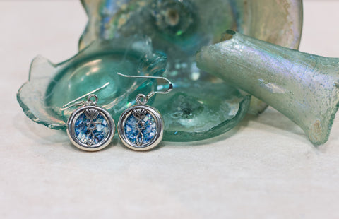 Silver 925  roman glass Earrings grafted in