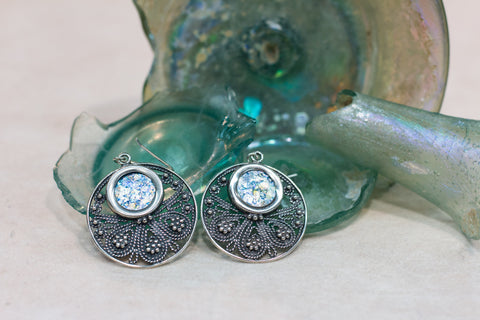 Silver 925  roman glass Earrings