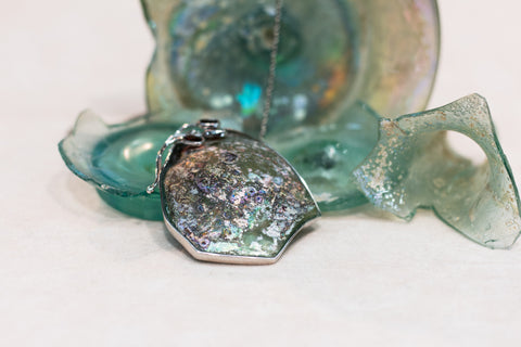 Silver 925 roman glass Necklace one of a kind