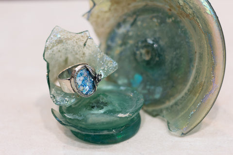 Silver 925 roman glass Ring