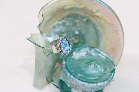 Silver 925 roman glass Ring