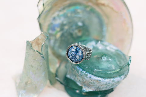 Silver 925 roman glass Ring