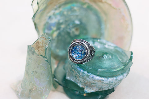 Silver 925 roman glass Ring
