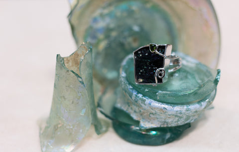 Silver 925 roman glass Ring one of a kind.