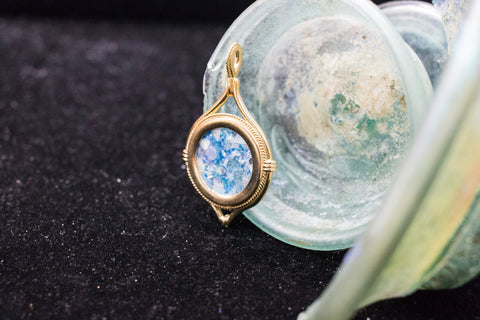 Roman glass Gold plated pendant.
