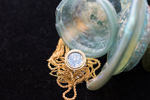 Roman glass Gold plated ring.