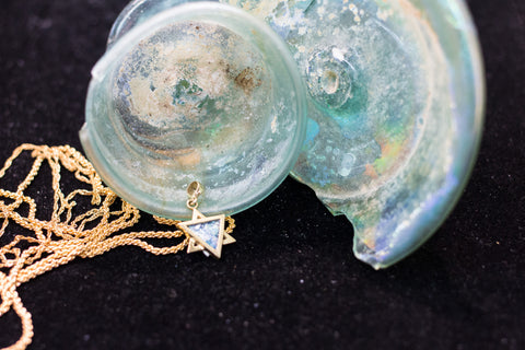 Roman glass Gold plated pendant star of David.