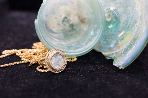 Roman glass Gold plated ring.