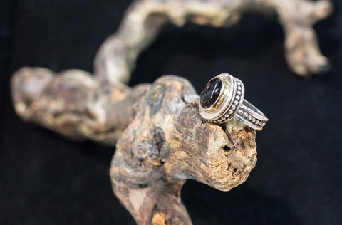 14k Gold and silver 925  Ring with sapphire stone.